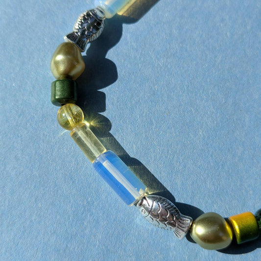 green fish beaded necklace 𓆝 𓆟 𓆞