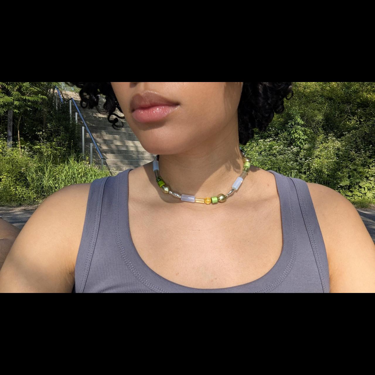green fish beaded necklace š š š