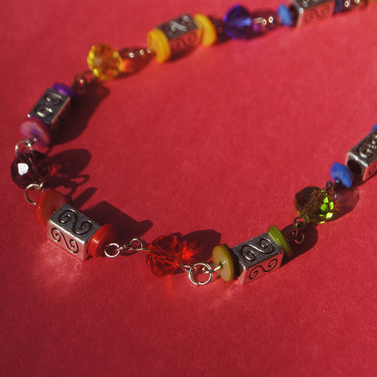 rainbow beaded necklace 🌈₊˚⊹