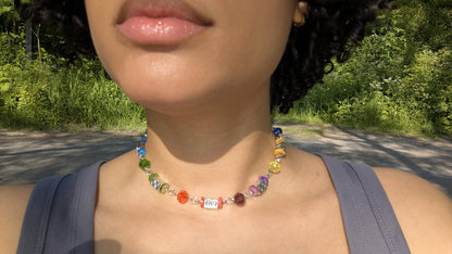 rainbow beaded necklace 🌈₊˚⊹